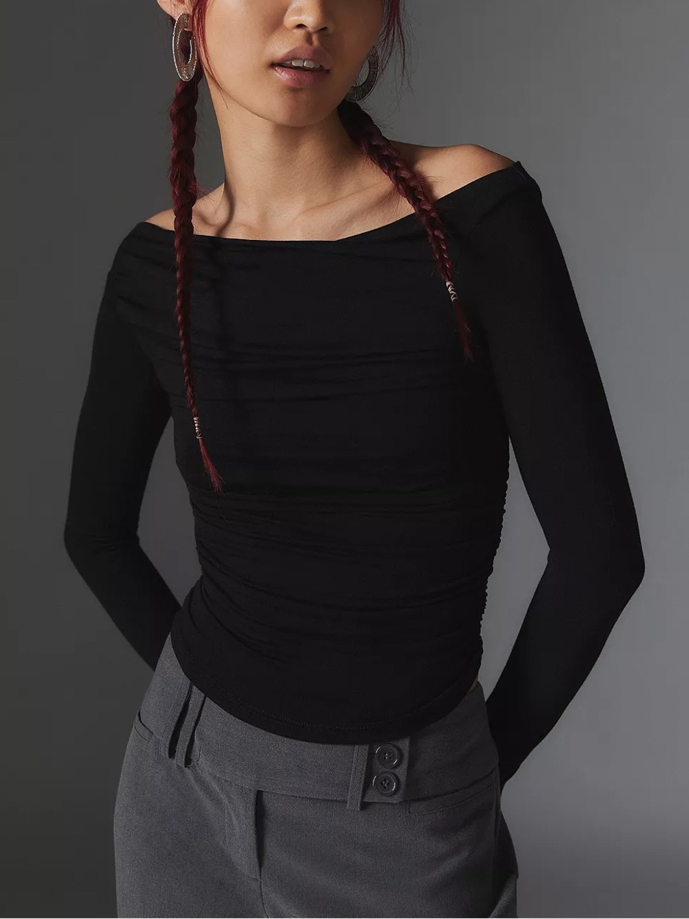 Silence + Noise Hadley Asymmetrical Off-The-Shoulder Top